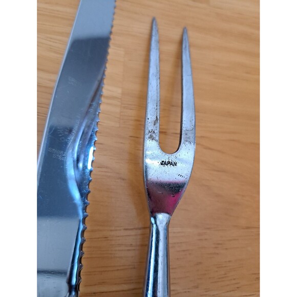 VTG Guide-a-Knife Carving Set 2 Pc Stainless Faux Stag Horn Sheffield England - Picture 6 of 7